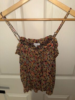 Rompers & Peace Floral Smocked Yellow Multi Spaghetti-Strap Camisole